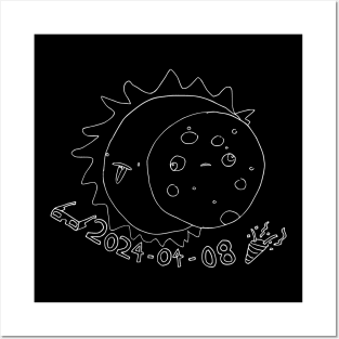 Total Solar Eclipse April 2024 Cute Sun & Moon Posters and Art